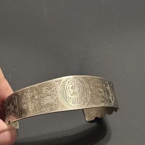 Vintage 1949 Engraved Cuff Bracelet Fred Harvey Era
